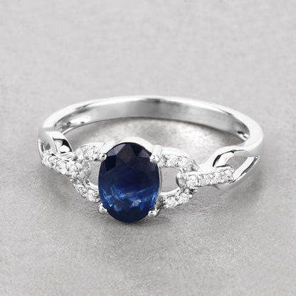 1.12 Carat Genuine Blue Sapphire and White Diamond 14K White Gold Ring Bids.com