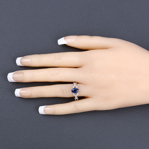 1.12 Carat Genuine Blue Sapphire and White Diamond 14K White Gold Ring Bids.com