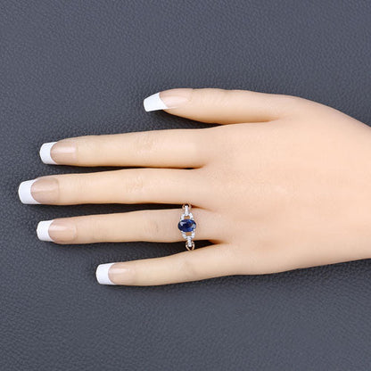 1.12 Carat Genuine Blue Sapphire and White Diamond 14K White Gold Ring Bids.com
