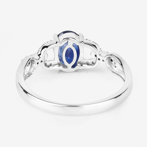 1.12 Carat Genuine Blue Sapphire and White Diamond 14K White Gold Ring Bids.com