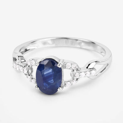 1.12 Carat Genuine Blue Sapphire and White Diamond 14K White Gold Ring Bids.com