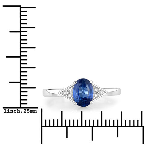 1.01 Carat Genuine Blue Sapphire and White Diamond 14K White Gold Ring Bids.com