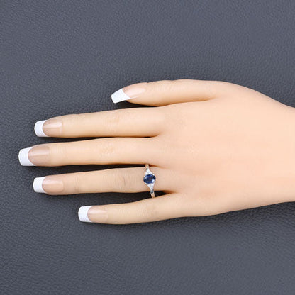 1.01 Carat Genuine Blue Sapphire and White Diamond 14K White Gold Ring Bids.com