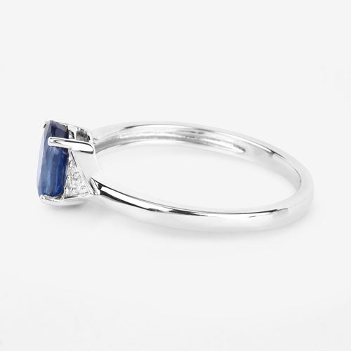 1.01 Carat Genuine Blue Sapphire and White Diamond 14K White Gold Ring Bids.com