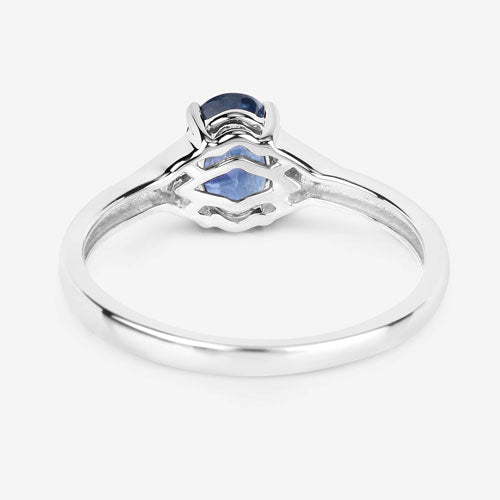 1.01 Carat Genuine Blue Sapphire and White Diamond 14K White Gold Ring Bids.com