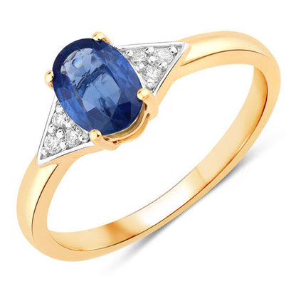 1.01 Carat Genuine Blue Sapphire and White Diamond 14K Yellow Gold Ring Bids.com