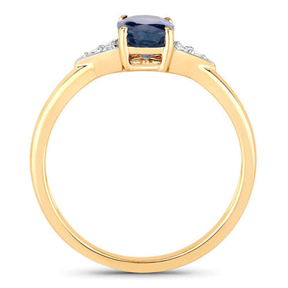 1.01 Carat Genuine Blue Sapphire and White Diamond 14K Yellow Gold Ring Bids.com
