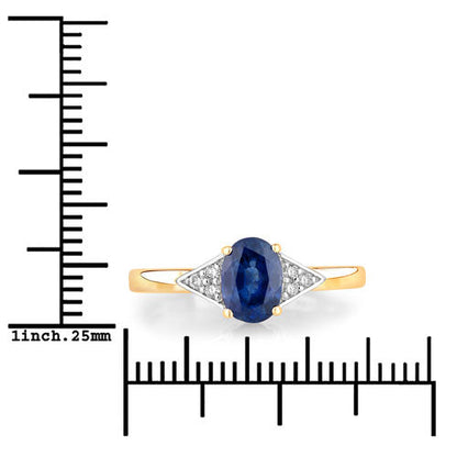 1.01 Carat Genuine Blue Sapphire and White Diamond 14K Yellow Gold Ring Bids.com