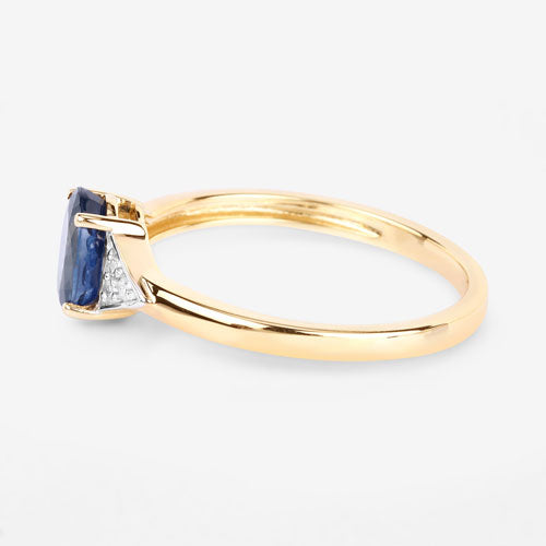1.01 Carat Genuine Blue Sapphire and White Diamond 14K Yellow Gold Ring Bids.com