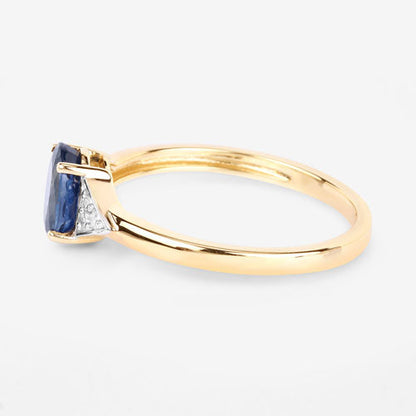 1.01 Carat Genuine Blue Sapphire and White Diamond 14K Yellow Gold Ring Bids.com