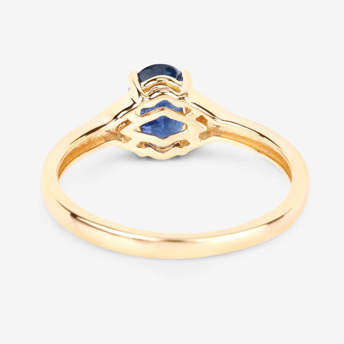 1.01 Carat Genuine Blue Sapphire and White Diamond 14K Yellow Gold Ring Bids.com