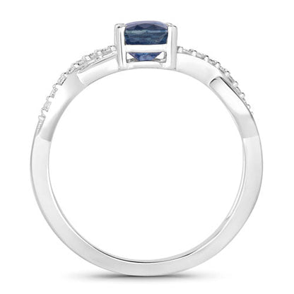 1.04 Carat Genuine Blue Sapphire and White Diamond 14K White Gold Ring Bids.com