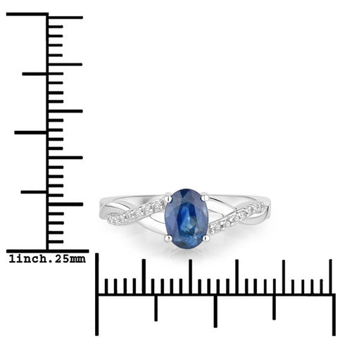 1.04 Carat Genuine Blue Sapphire and White Diamond 14K White Gold Ring Bids.com