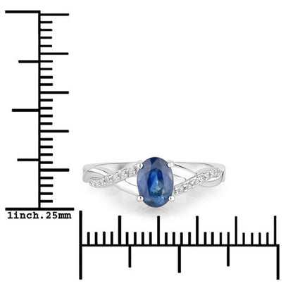 1.04 Carat Genuine Blue Sapphire and White Diamond 14K White Gold Ring Bids.com