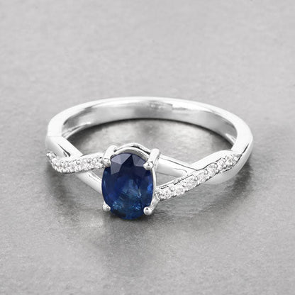 1.04 Carat Genuine Blue Sapphire and White Diamond 14K White Gold Ring Bids.com