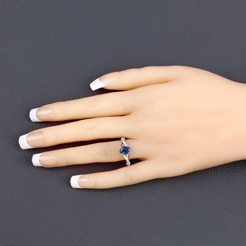1.04 Carat Genuine Blue Sapphire and White Diamond 14K White Gold Ring Bids.com