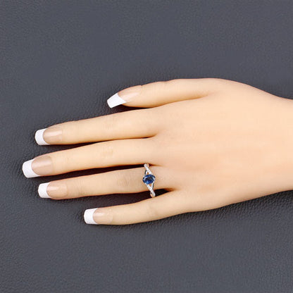 1.04 Carat Genuine Blue Sapphire and White Diamond 14K White Gold Ring Bids.com