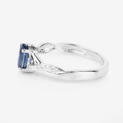 1.04 Carat Genuine Blue Sapphire and White Diamond 14K White Gold Ring Bids.com