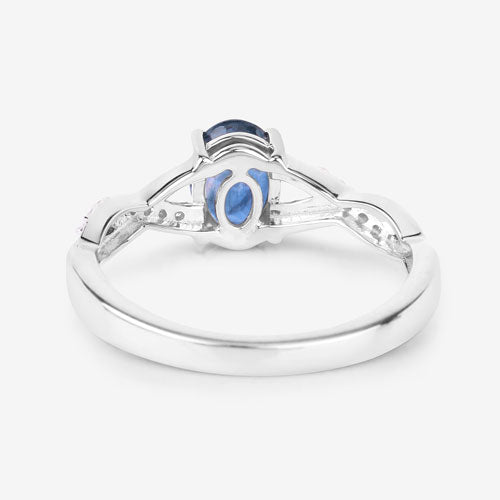 1.04 Carat Genuine Blue Sapphire and White Diamond 14K White Gold Ring Bids.com