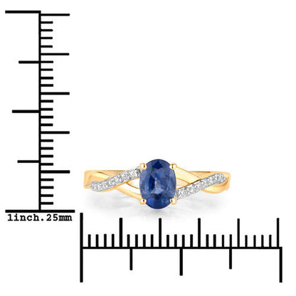 1.04 Carat Genuine Blue Sapphire and White Diamond 14K Yellow Gold Ring Bids.com