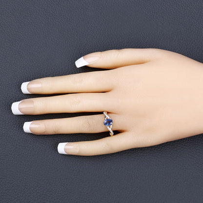 1.04 Carat Genuine Blue Sapphire and White Diamond 14K Yellow Gold Ring Bids.com