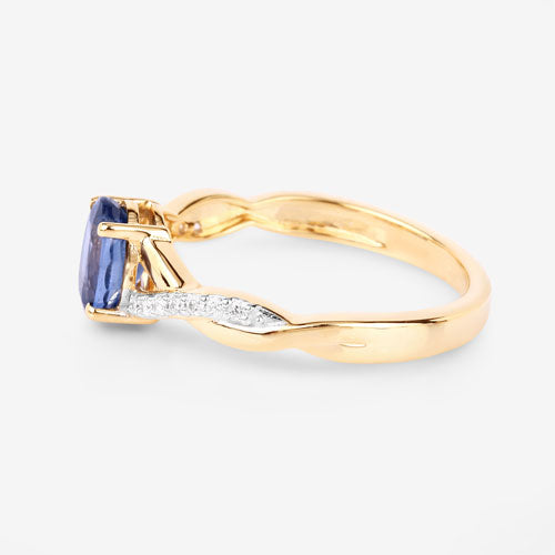 1.04 Carat Genuine Blue Sapphire and White Diamond 14K Yellow Gold Ring Bids.com