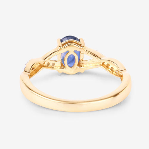 1.04 Carat Genuine Blue Sapphire and White Diamond 14K Yellow Gold Ring Bids.com