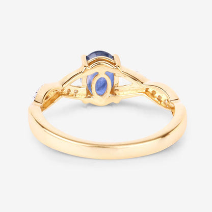 1.04 Carat Genuine Blue Sapphire and White Diamond 14K Yellow Gold Ring Bids.com