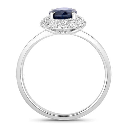 1.84 Carat Genuine Blue Sapphire and White Diamond 14K White Gold Ring Bids.com