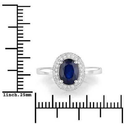 1.84 Carat Genuine Blue Sapphire and White Diamond 14K White Gold Ring Bids.com