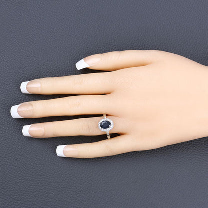 1.84 Carat Genuine Blue Sapphire and White Diamond 14K White Gold Ring Bids.com