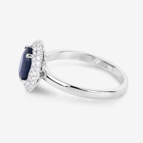 1.84 Carat Genuine Blue Sapphire and White Diamond 14K White Gold Ring Bids.com