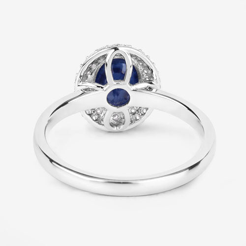 1.84 Carat Genuine Blue Sapphire and White Diamond 14K White Gold Ring Bids.com