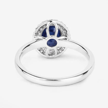 1.84 Carat Genuine Blue Sapphire and White Diamond 14K White Gold Ring Bids.com