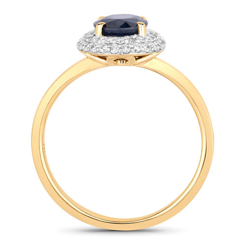 1.84 Carat Genuine Blue Sapphire and White Diamond 14K Yellow Gold Ring Bids.com