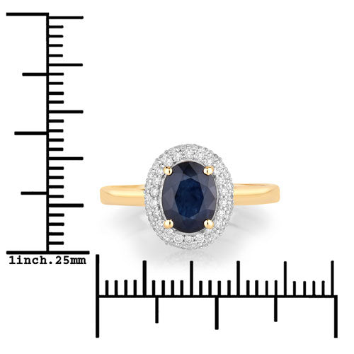 1.84 Carat Genuine Blue Sapphire and White Diamond 14K Yellow Gold Ring Bids.com