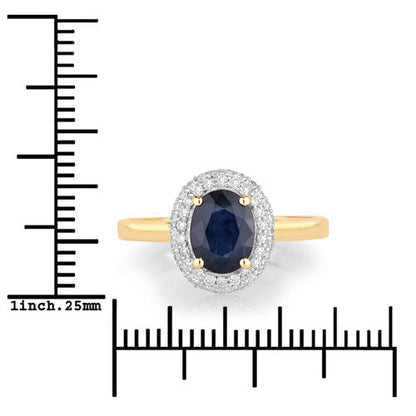 1.84 Carat Genuine Blue Sapphire and White Diamond 14K Yellow Gold Ring Bids.com