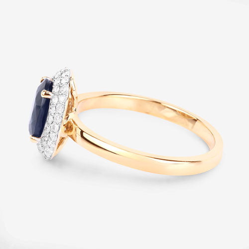 1.84 Carat Genuine Blue Sapphire and White Diamond 14K Yellow Gold Ring Bids.com