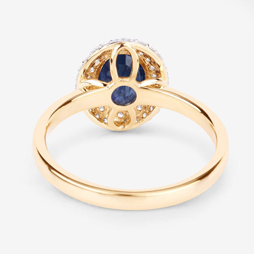 1.84 Carat Genuine Blue Sapphire and White Diamond 14K Yellow Gold Ring Bids.com
