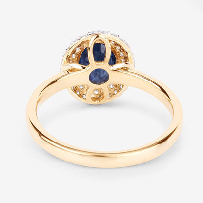 1.84 Carat Genuine Blue Sapphire and White Diamond 14K Yellow Gold Ring Bids.com