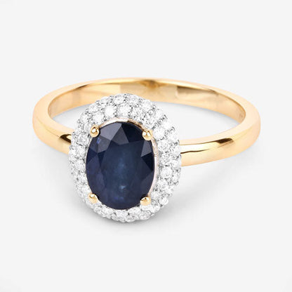 1.84 Carat Genuine Blue Sapphire and White Diamond 14K Yellow Gold Ring Bids.com