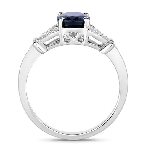 1.62 Carat Genuine Blue Sapphire and White Diamond 14K White Gold Ring Bids.com