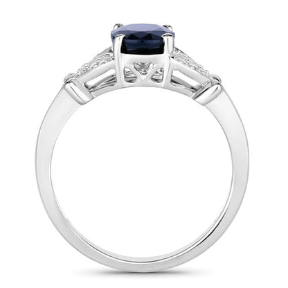1.62 Carat Genuine Blue Sapphire and White Diamond 14K White Gold Ring Bids.com