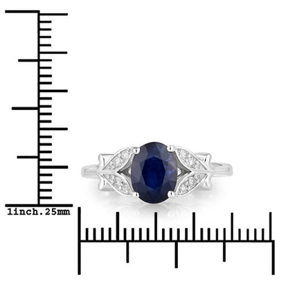1.62 Carat Genuine Blue Sapphire and White Diamond 14K White Gold Ring Bids.com