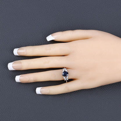 1.62 Carat Genuine Blue Sapphire and White Diamond 14K White Gold Ring Bids.com