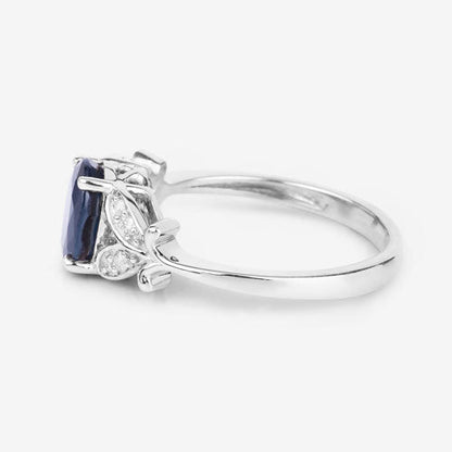 1.62 Carat Genuine Blue Sapphire and White Diamond 14K White Gold Ring Bids.com