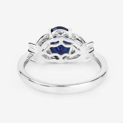 1.62 Carat Genuine Blue Sapphire and White Diamond 14K White Gold Ring Bids.com