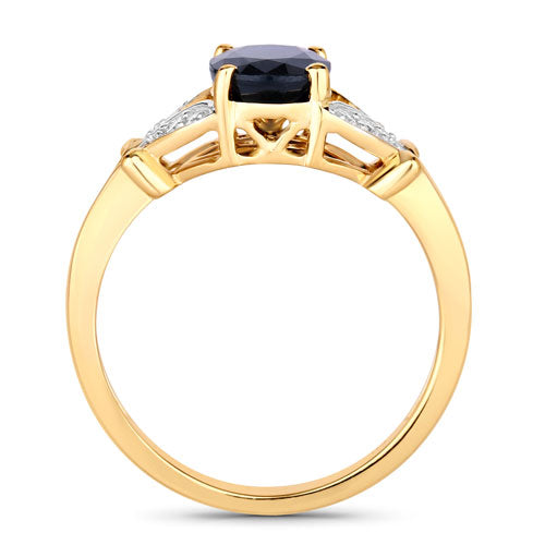 1.62 Carat Genuine Blue Sapphire and White Diamond 14K Yellow Gold Ring Bids.com