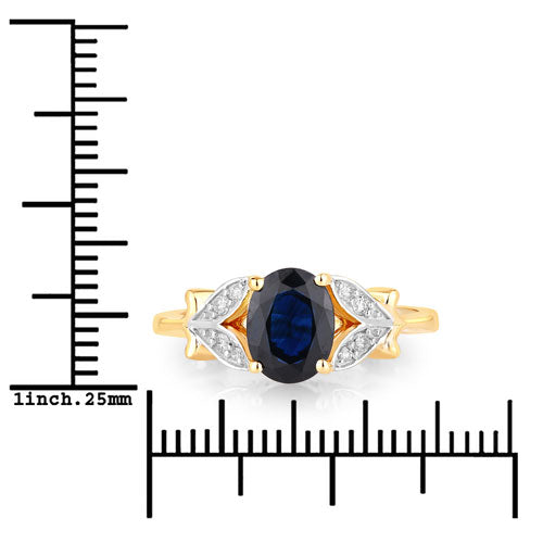 1.62 Carat Genuine Blue Sapphire and White Diamond 14K Yellow Gold Ring Bids.com