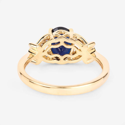 1.62 Carat Genuine Blue Sapphire and White Diamond 14K Yellow Gold Ring Bids.com